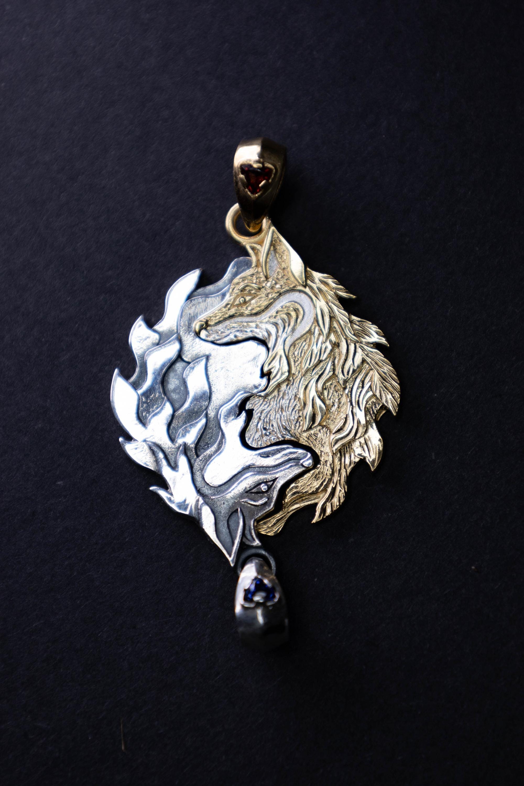 Stackable fox necklace set inspired by yin and yang