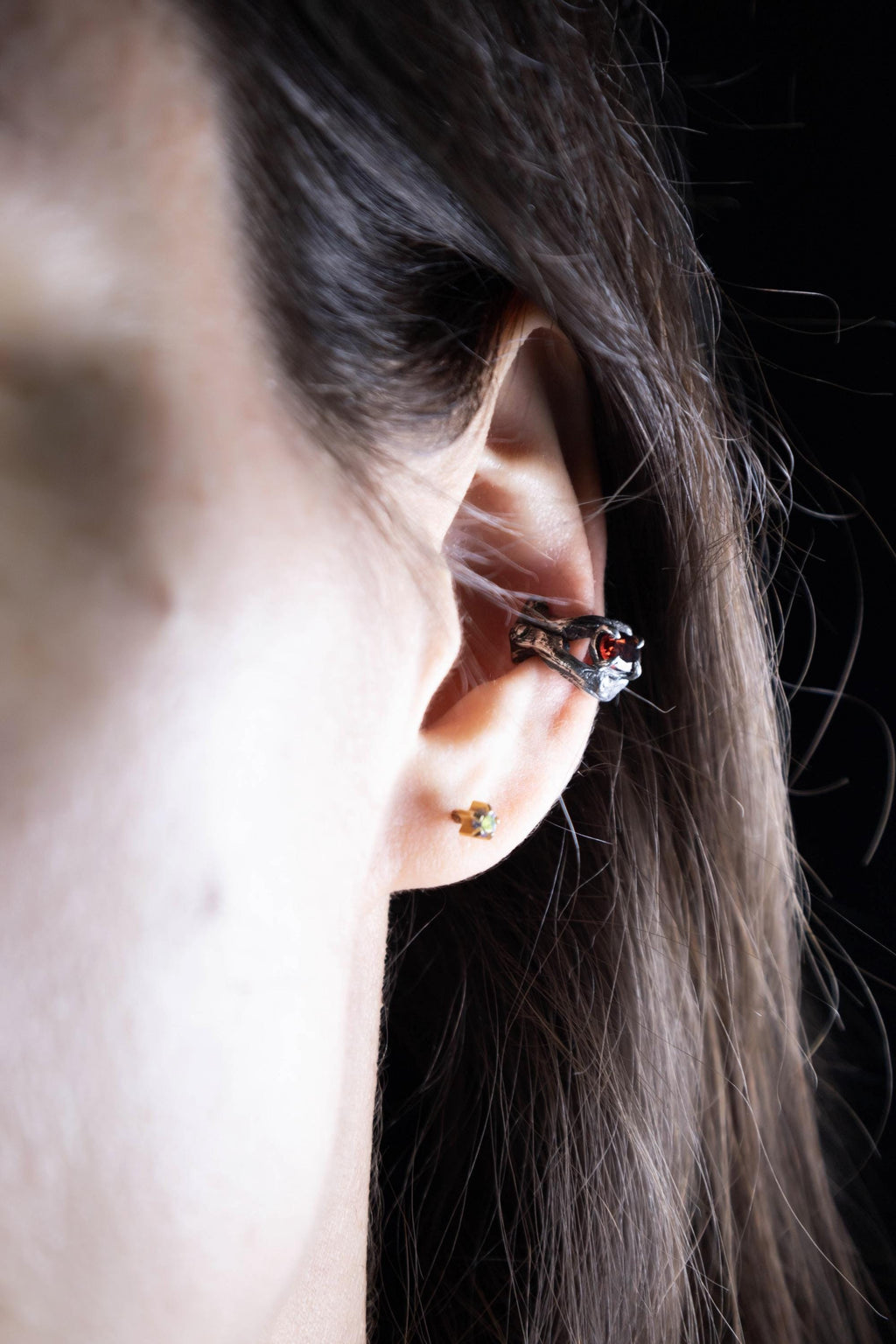 ear cuff no piercing with natural gemstone