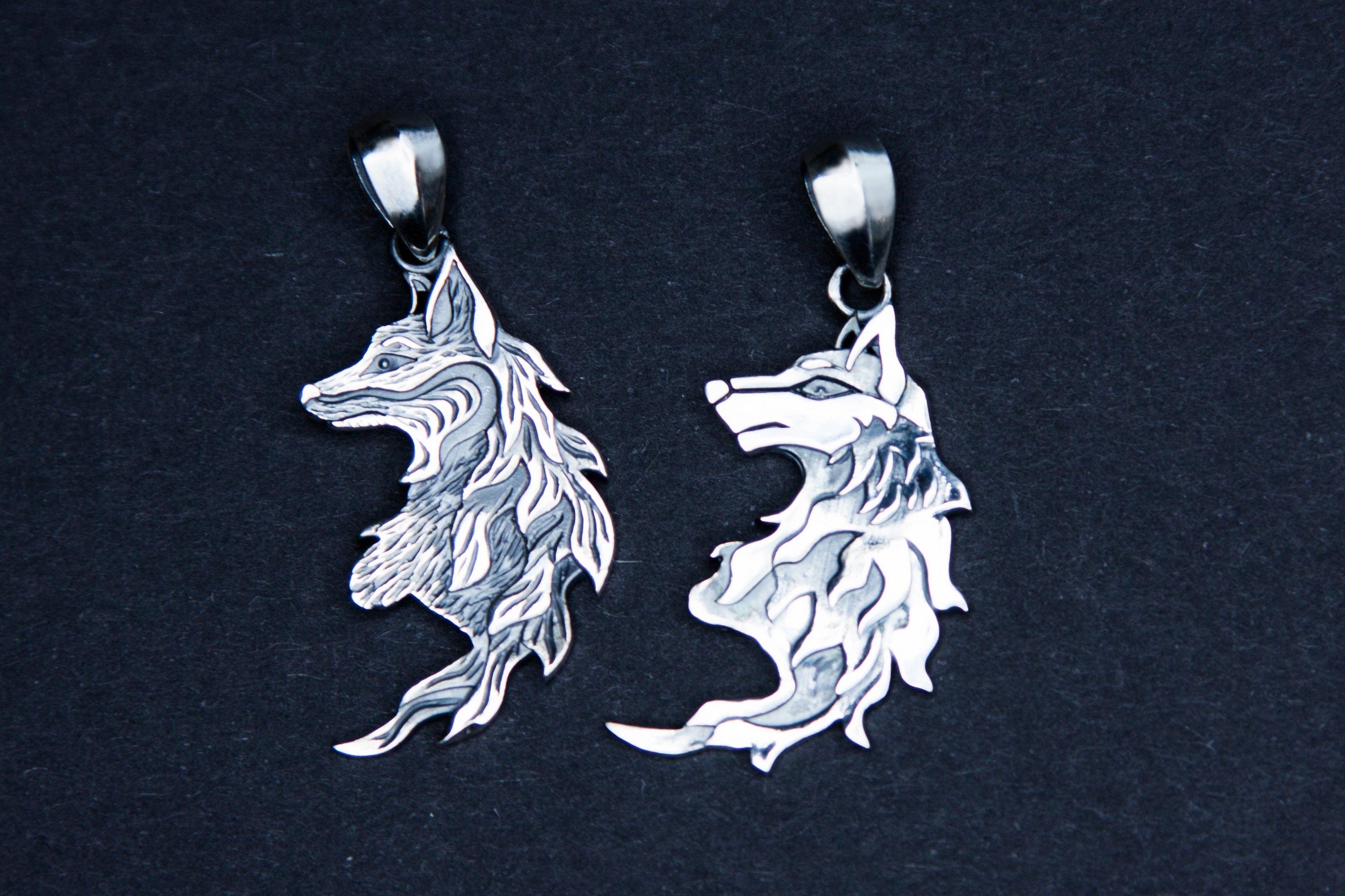 Silver animal totem pendants, stackable necklaces fo partners or best friends