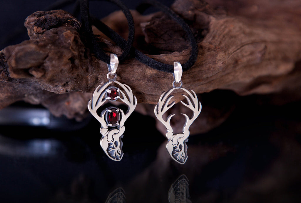 Hannibal NBC tribute pendants, silver and garnets