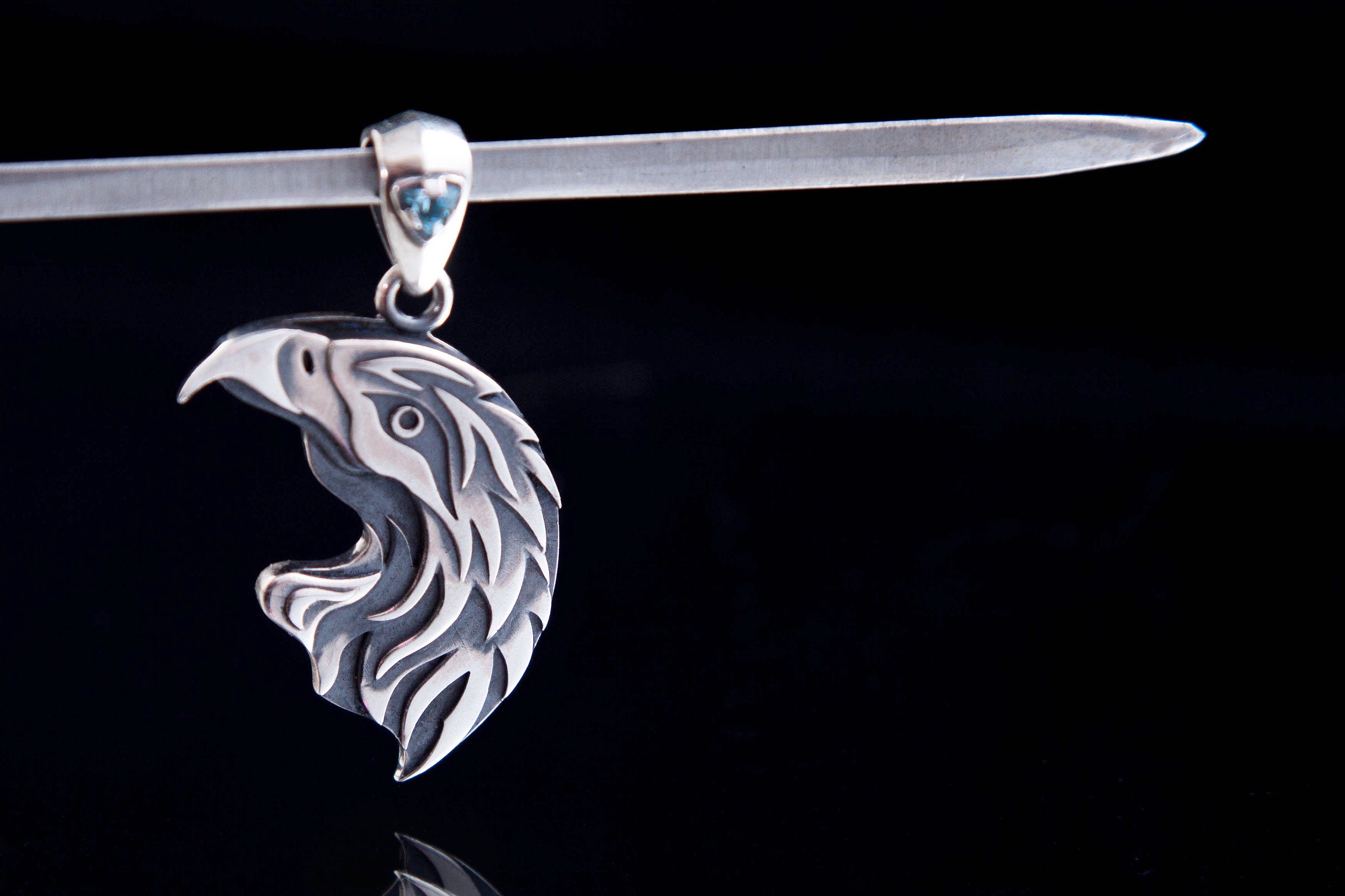 Eagle pendant with optional cubic zirconia accent stone