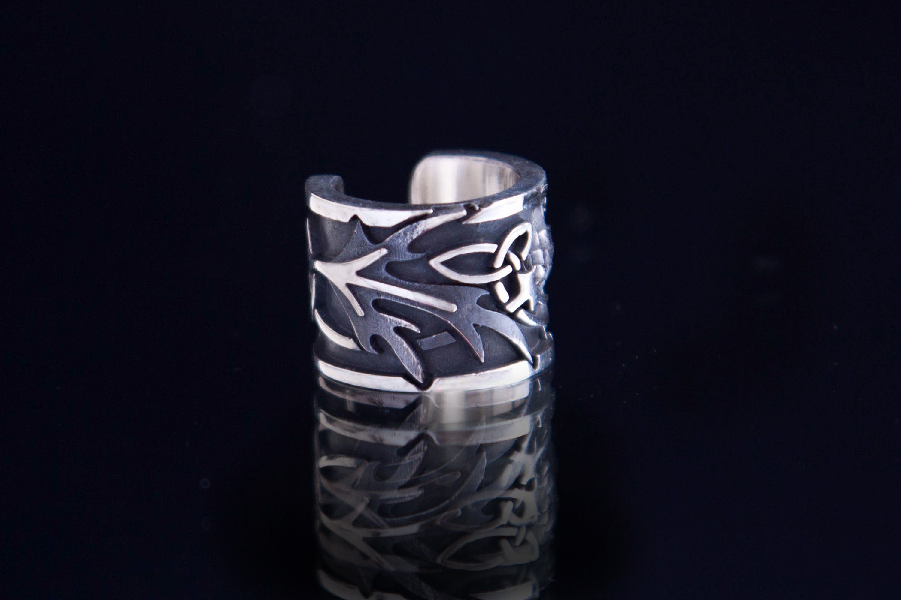 Thistle Silver Ear Cuff, Amethyst or Garnet Celtic Earring