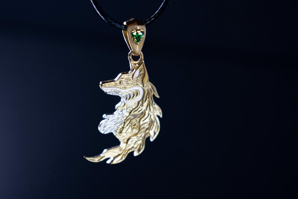 Golden fox, animal spirit pendant for beloved