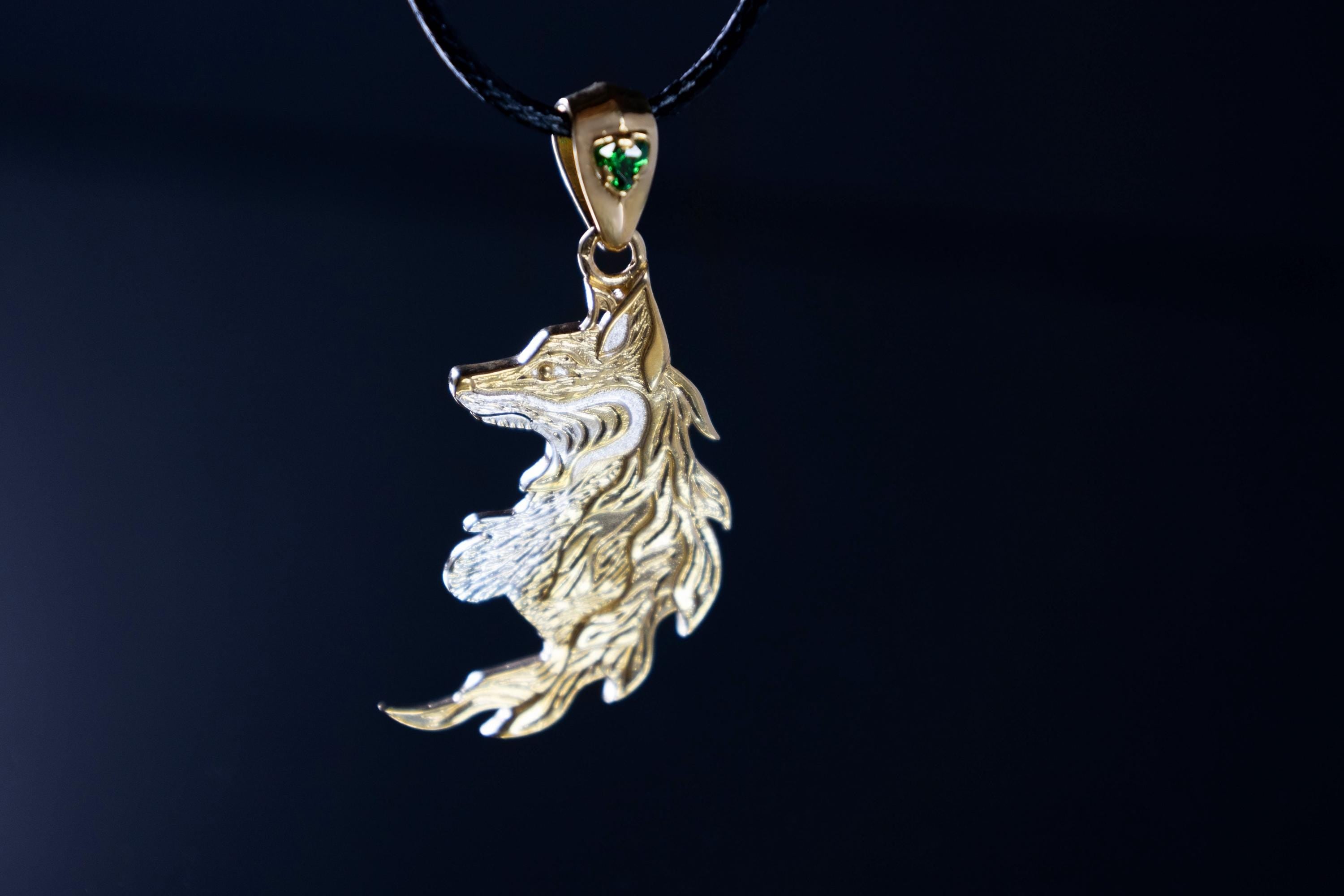 Golden fox, animal spirit pendant for beloved