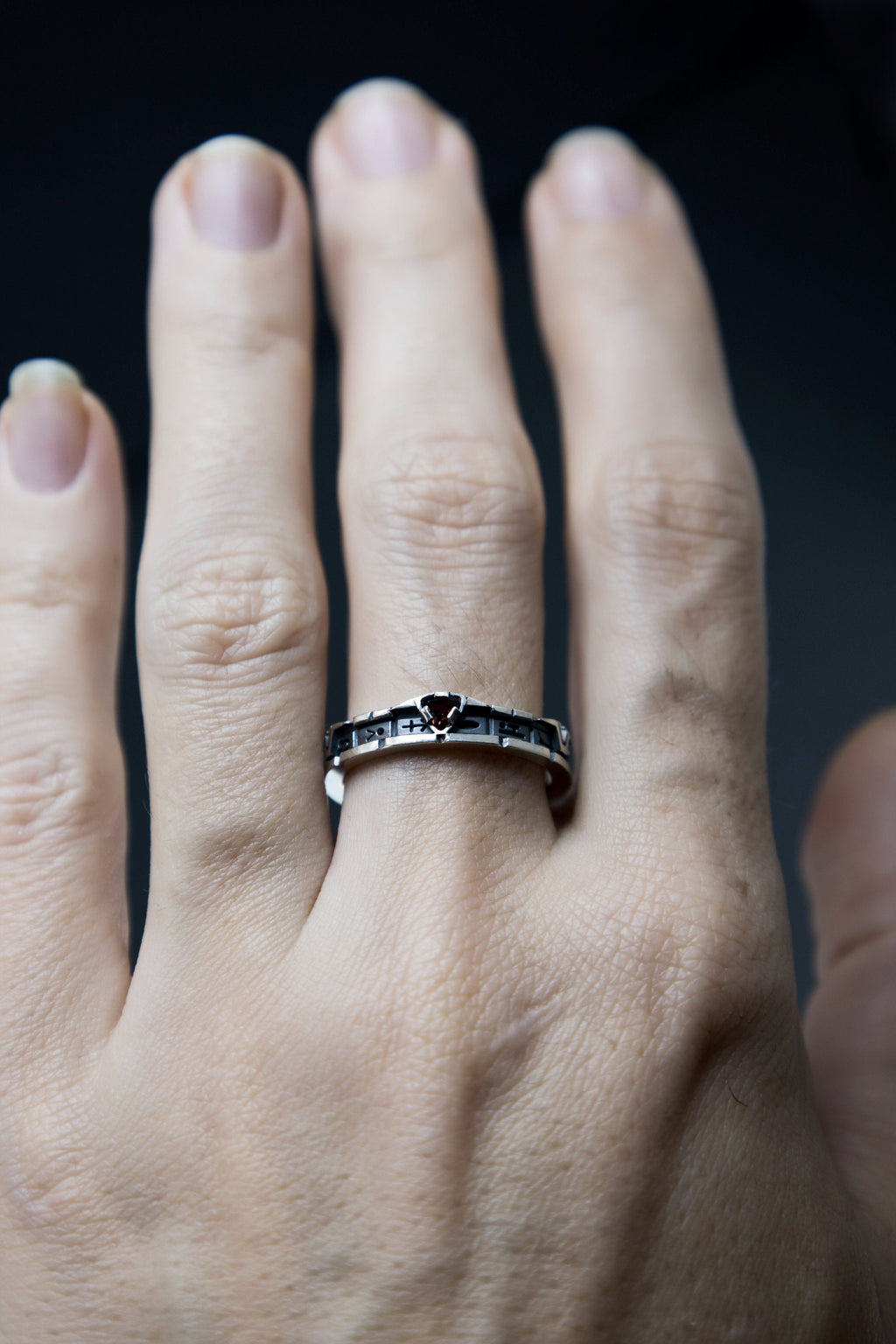 StarGate Sterling silver Whole length pattern ring