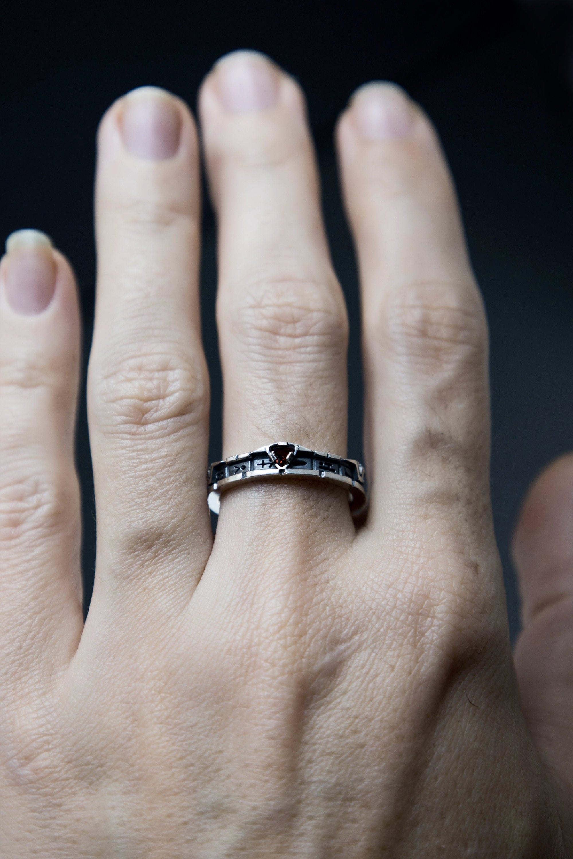 StarGate Sterling silver Whole length pattern ring