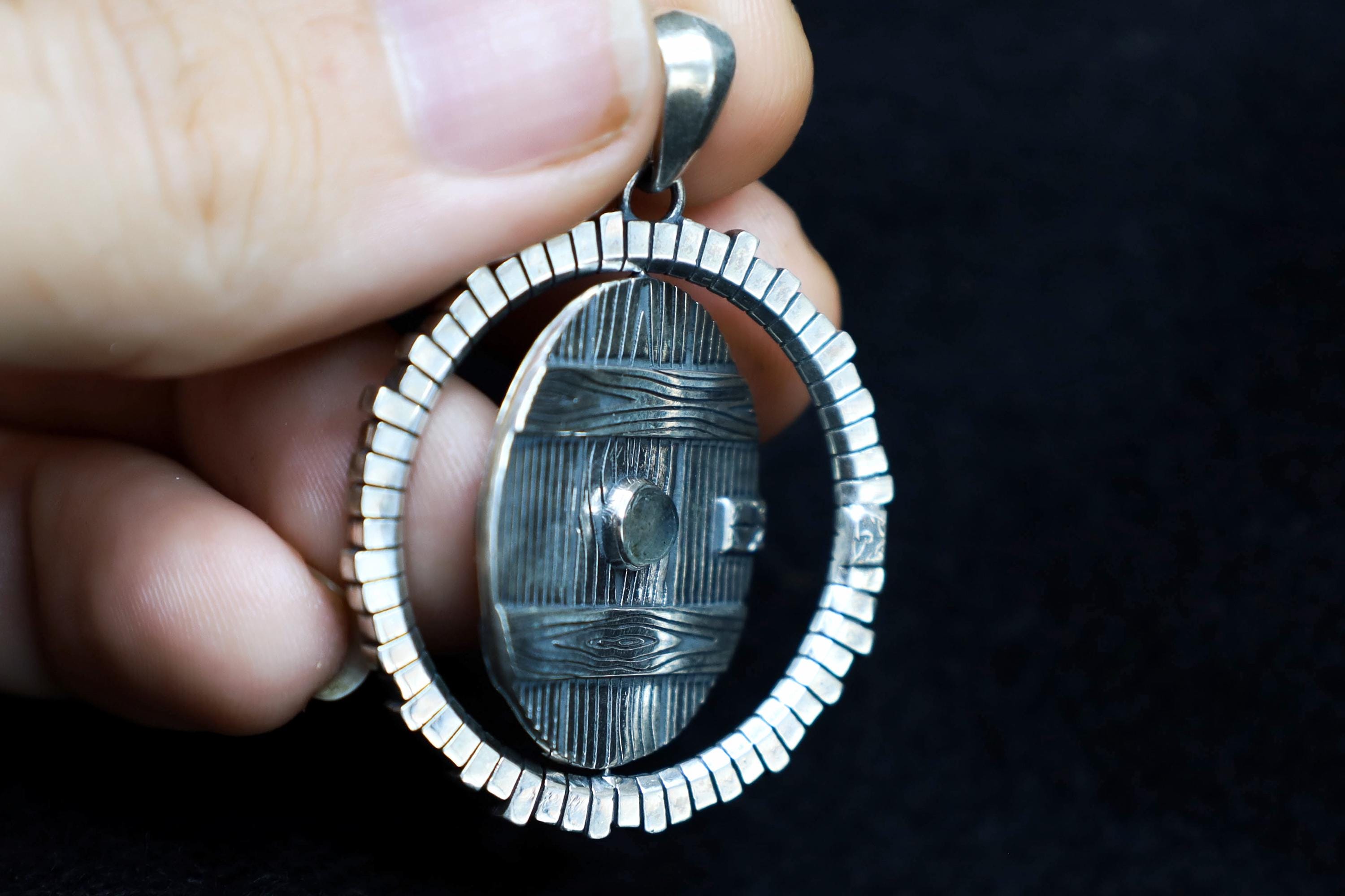 Sterling silver adventure door necklace with labradorite