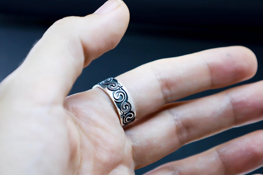 ancient symbol triskelion silver ring