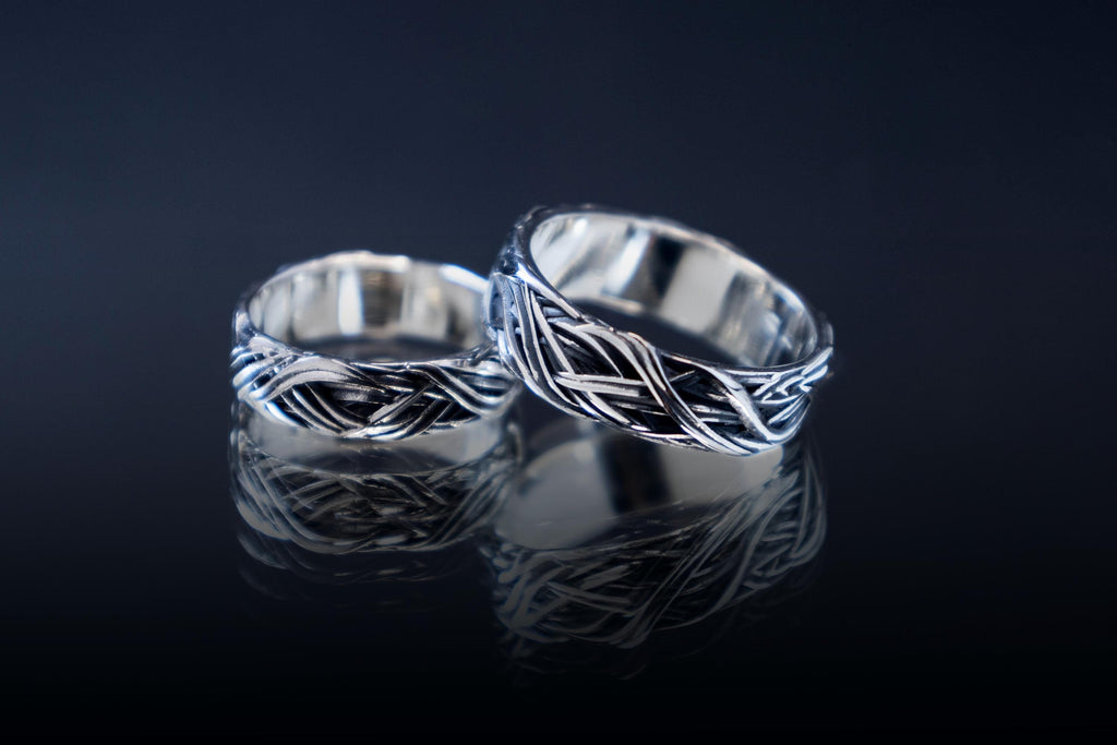 botanical textured silver ring handmade