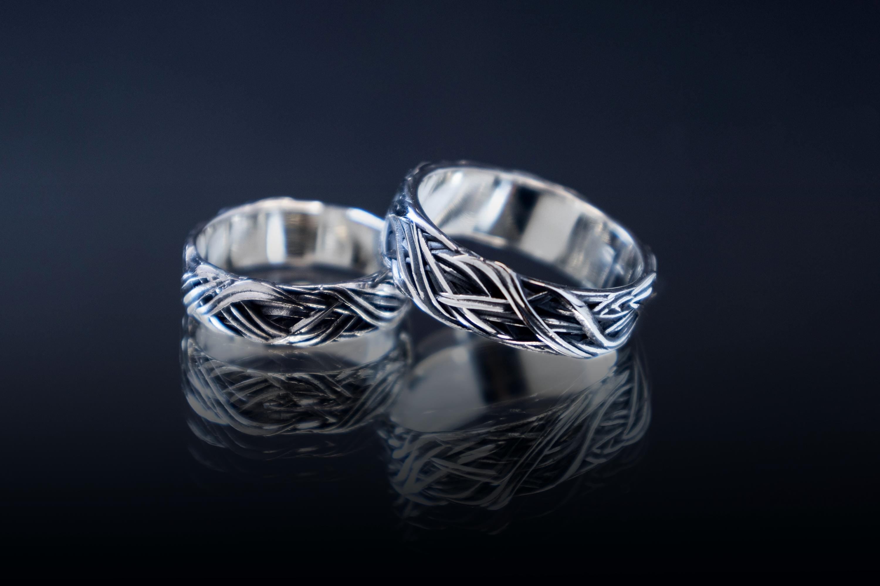 botanical textured silver ring handmade