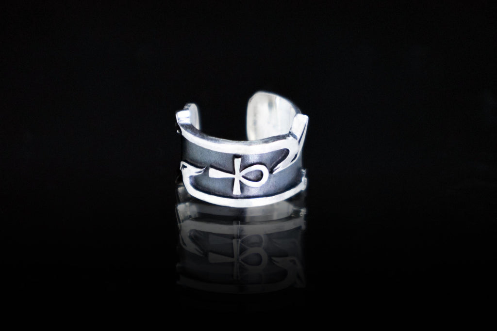 Sterling silver Ankh ear cuff Egyptian inspired jewelry