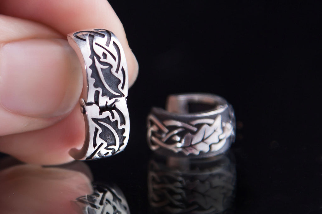 Sterling silver oak leaf earrings