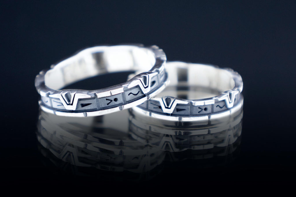 silver sci fi ring unisex