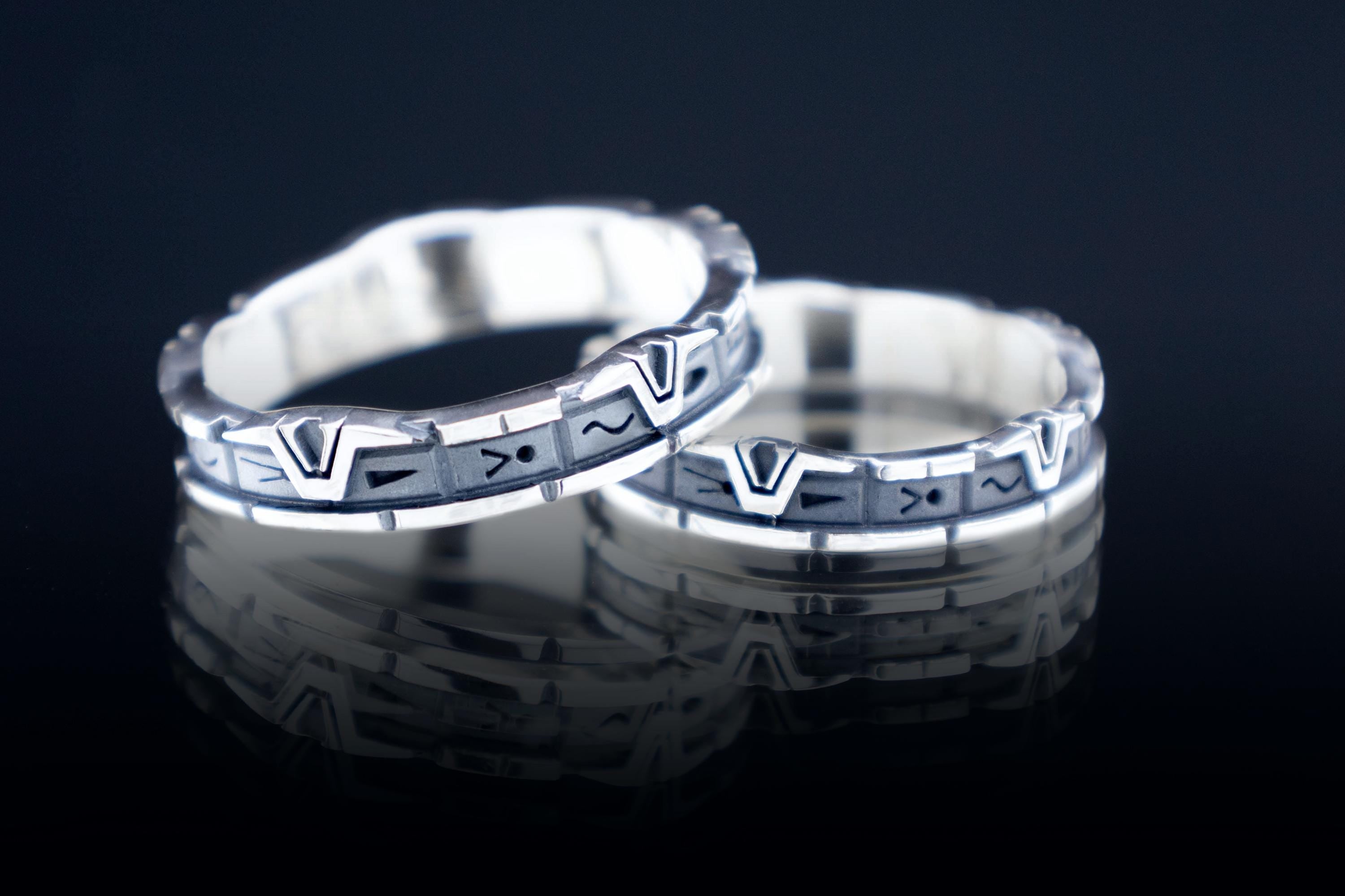 silver sci fi ring unisex